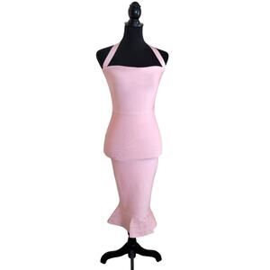 NEW Meilun Halter Fishtail Bandage Party Dress, Small, Mermaid Prom Wedding Pink